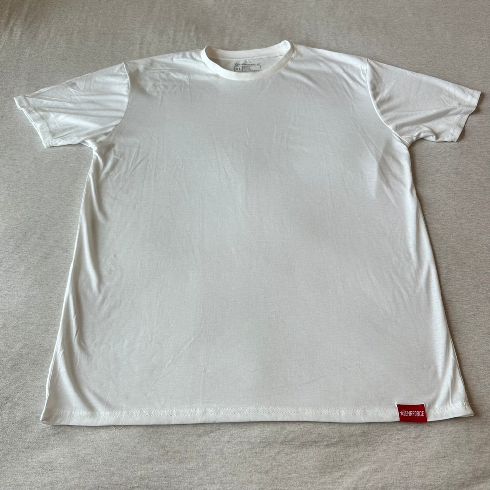 Enrforce Mens XL White Short Sleeve Crewneck‎ T-Shirt Cotton Blend Basic Tee
